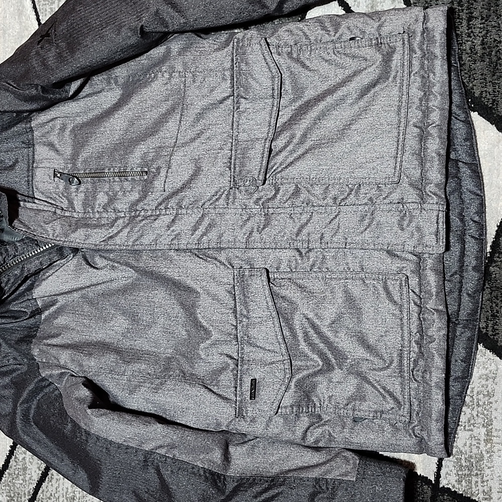 XBLK BY ZEROXPOSUR GRAY & BLACK INSULATED FAUX-FUR HOODIE JACKET COAT - Picture 5 of 16